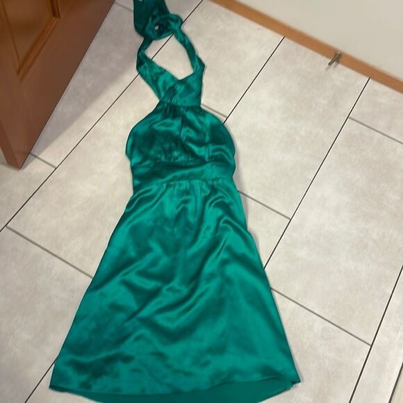 BETSEY Johnson womans silky green halter dress - Picture 1 of 9